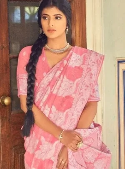 Chikankari Saree (Pastel Pink & White)