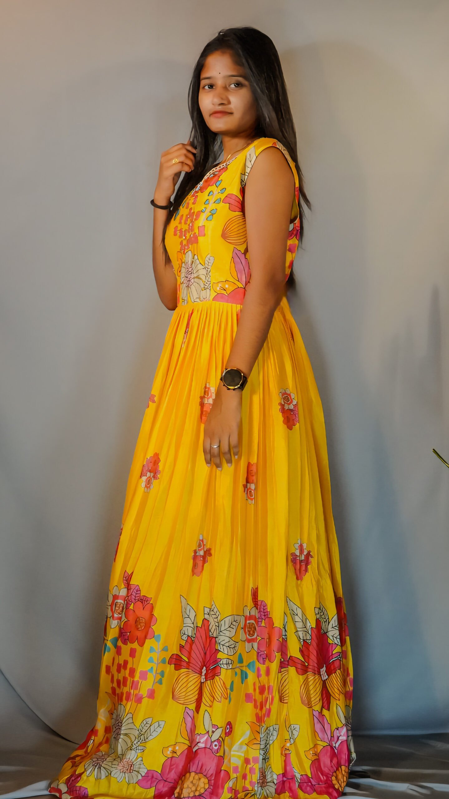 Marigold Yellow Floral Print Gown - Image 4