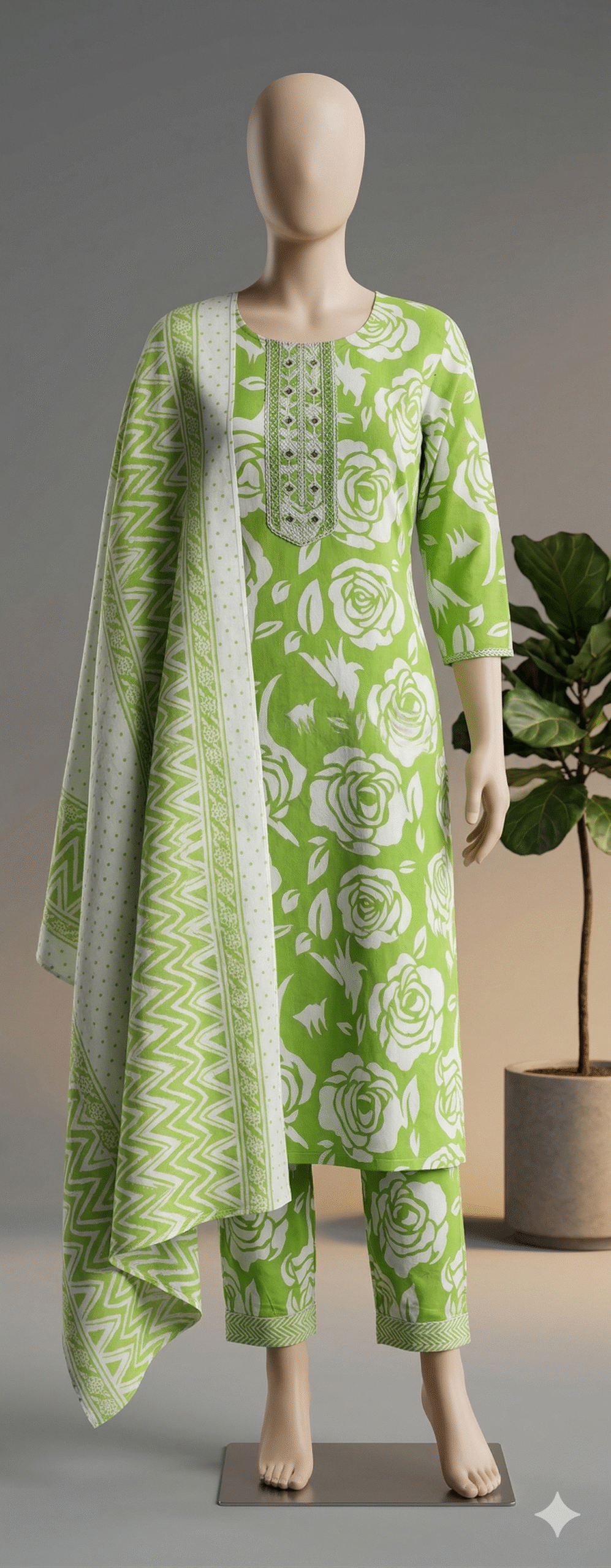 Lime Garden Floral Suit Set - Image 3
