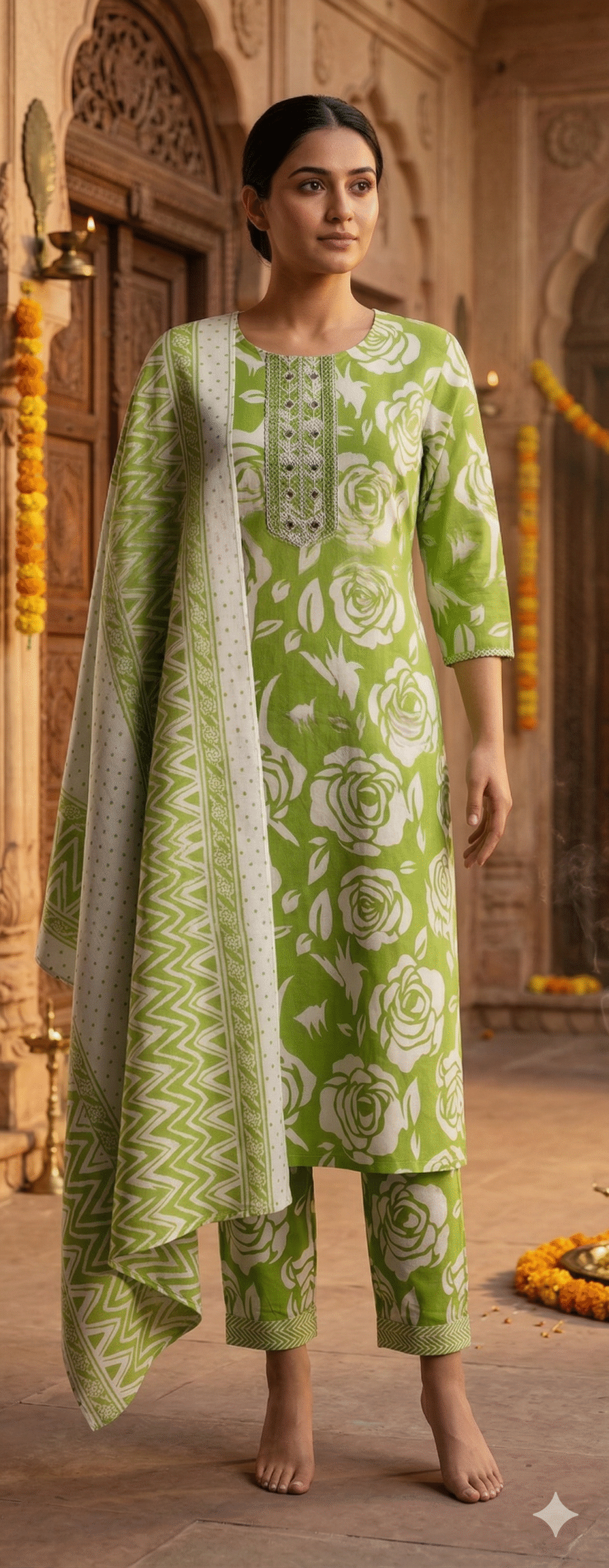 Lime Garden Floral Suit Set - Image 2
